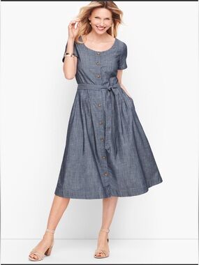 NWT Talbots Fit & Flare Button Front Dress Size M
